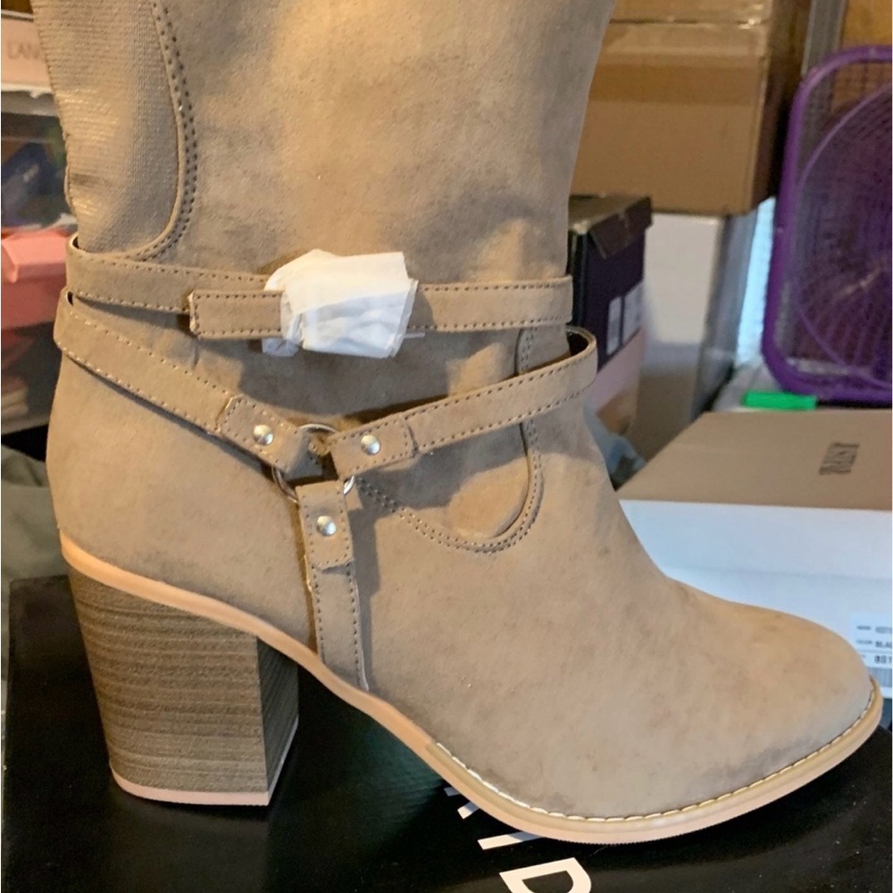 Torrid Beige Heeled Boots with Strap Detail